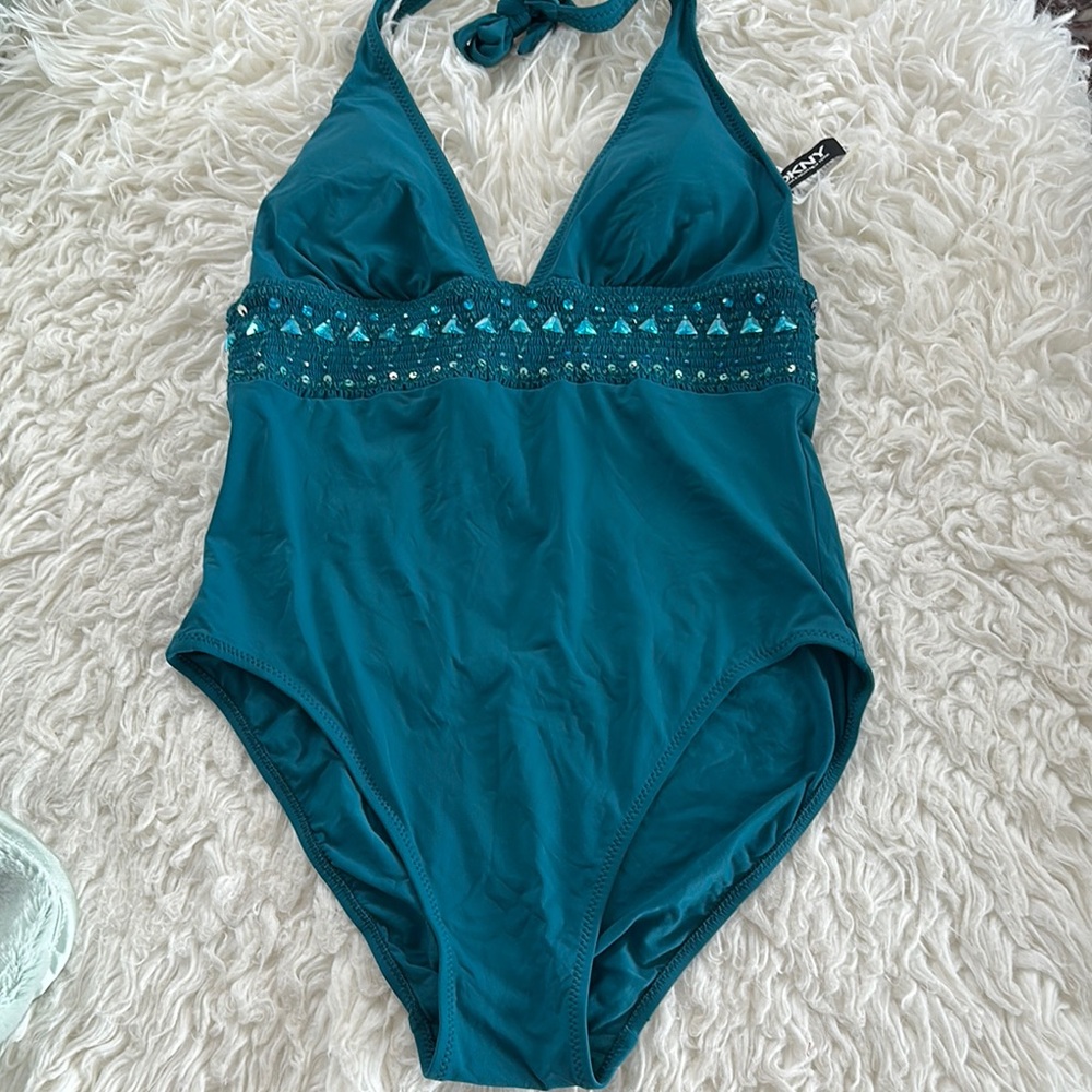 DKNY Teal One-Piece Swimsuit